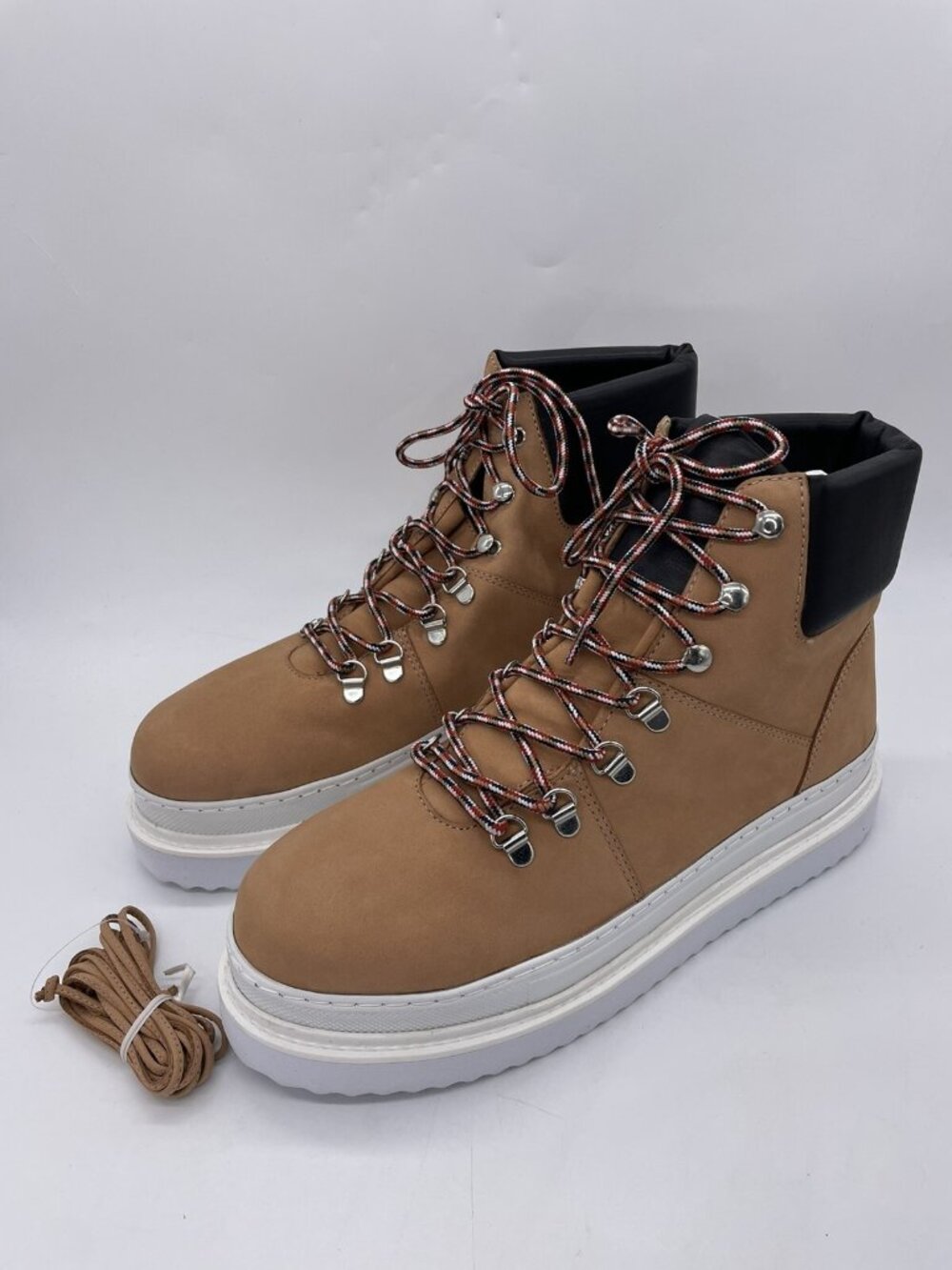 SCHUTZ S-Marlua Brown Black Platform Lace Up Waterproof Leather Boots Size 11 B